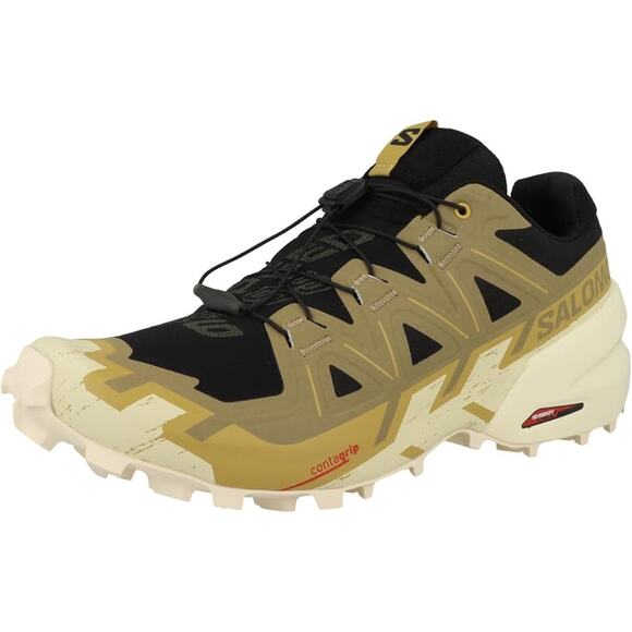 NWT Salomon Men Speedcross 6,  Black/Cress Green/Transparent Yellow-Size 9 - Picture 1 of 5